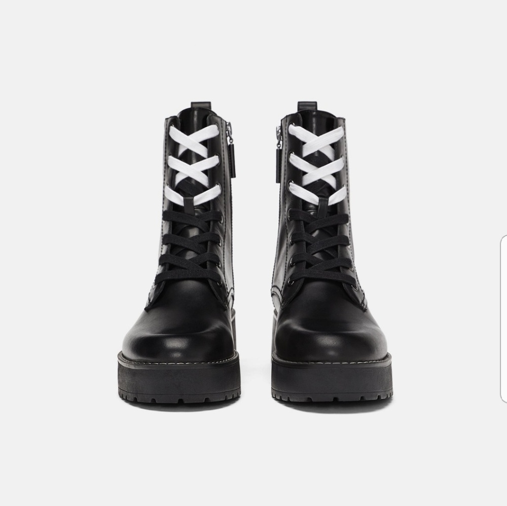 Zara Leather Platform Ankle Boots